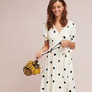 Anthro Maeve Polka Dot Wrap Dress